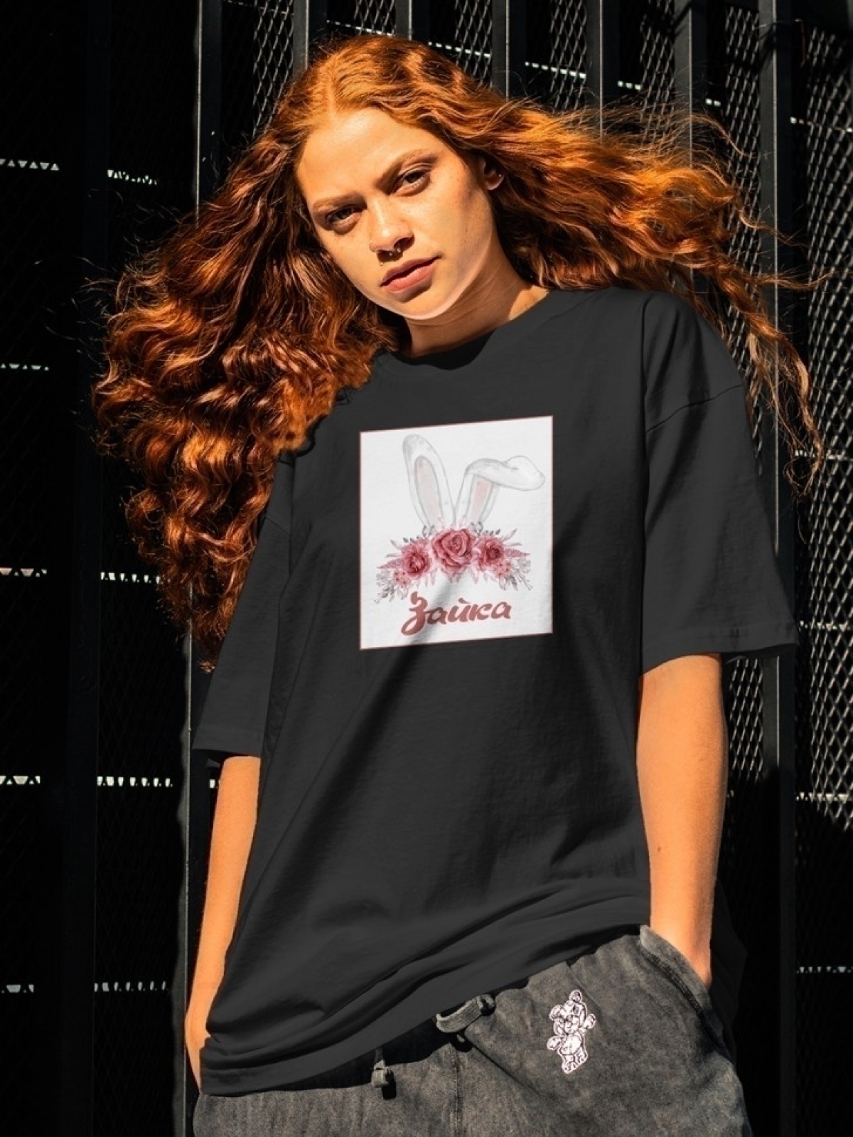 Футболка оверсайз с принтом зайка 5 Футболка оверсайз с принтом зайка 5