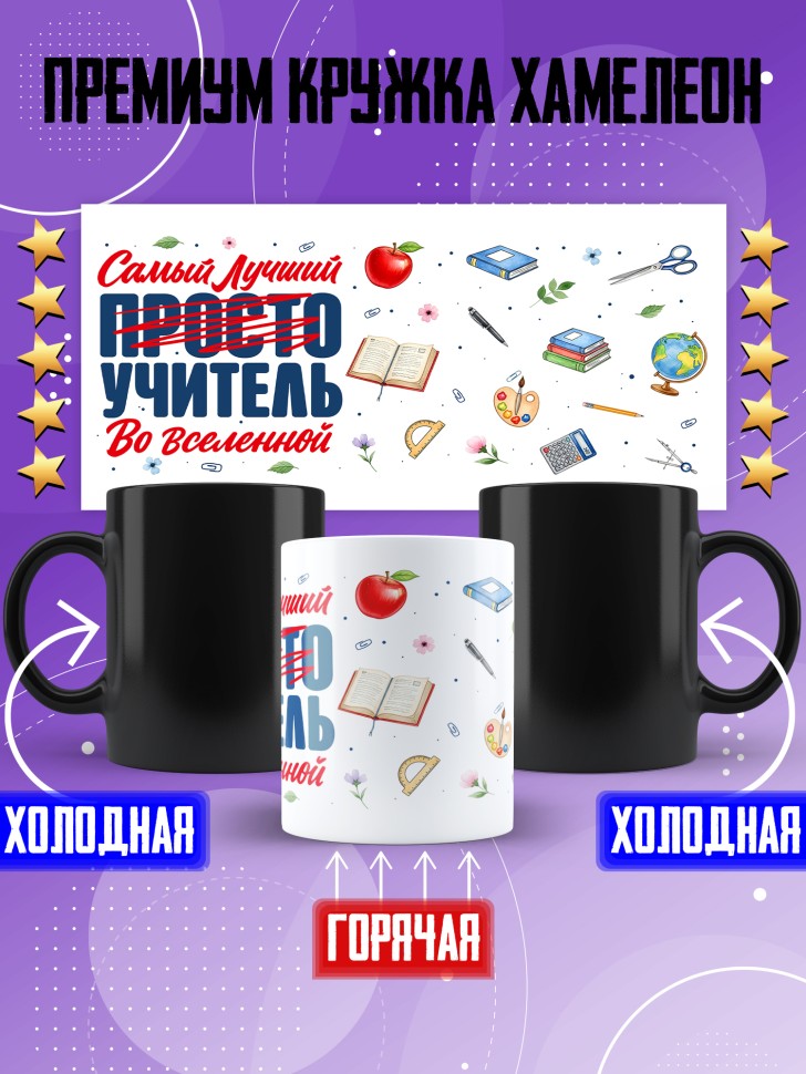Кружка хамелеон с принтом учителю в подарок Кружка хамелеон с принтом учителю в подарок