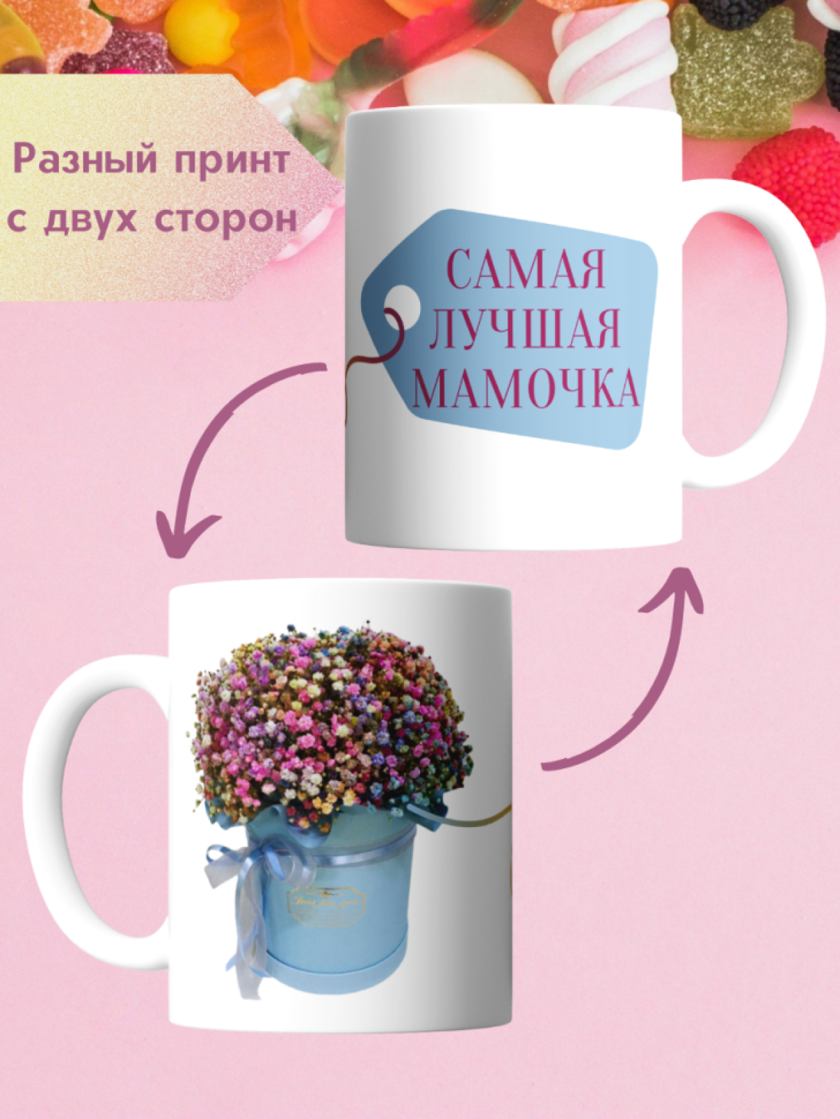 Кружка с надписью самая лучшая мамочка с красивым букетом ги