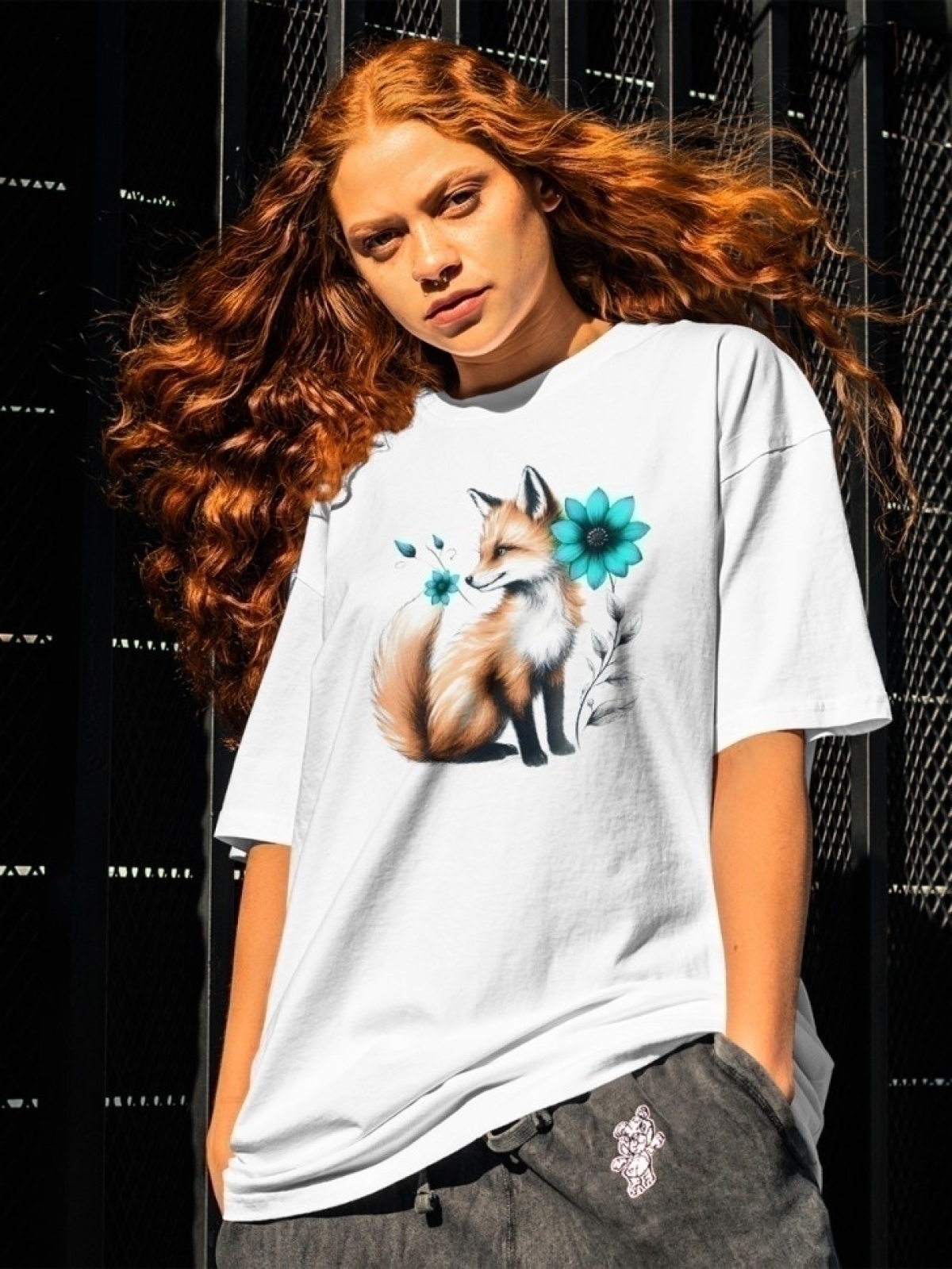 Футболка оверсайз принтом лиса 1 Футболка оверсайз принтом лиса 1