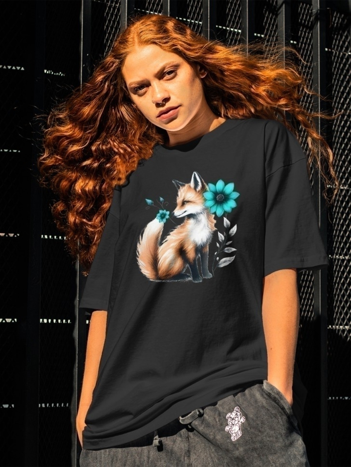 Футболка оверсайз принтом лиса 1 Футболка оверсайз принтом лиса 1