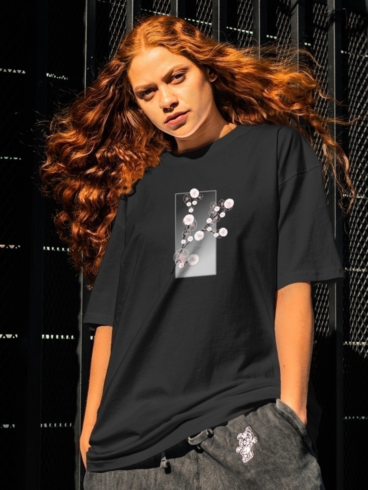 Футболка оверсайз принтом вишня 13