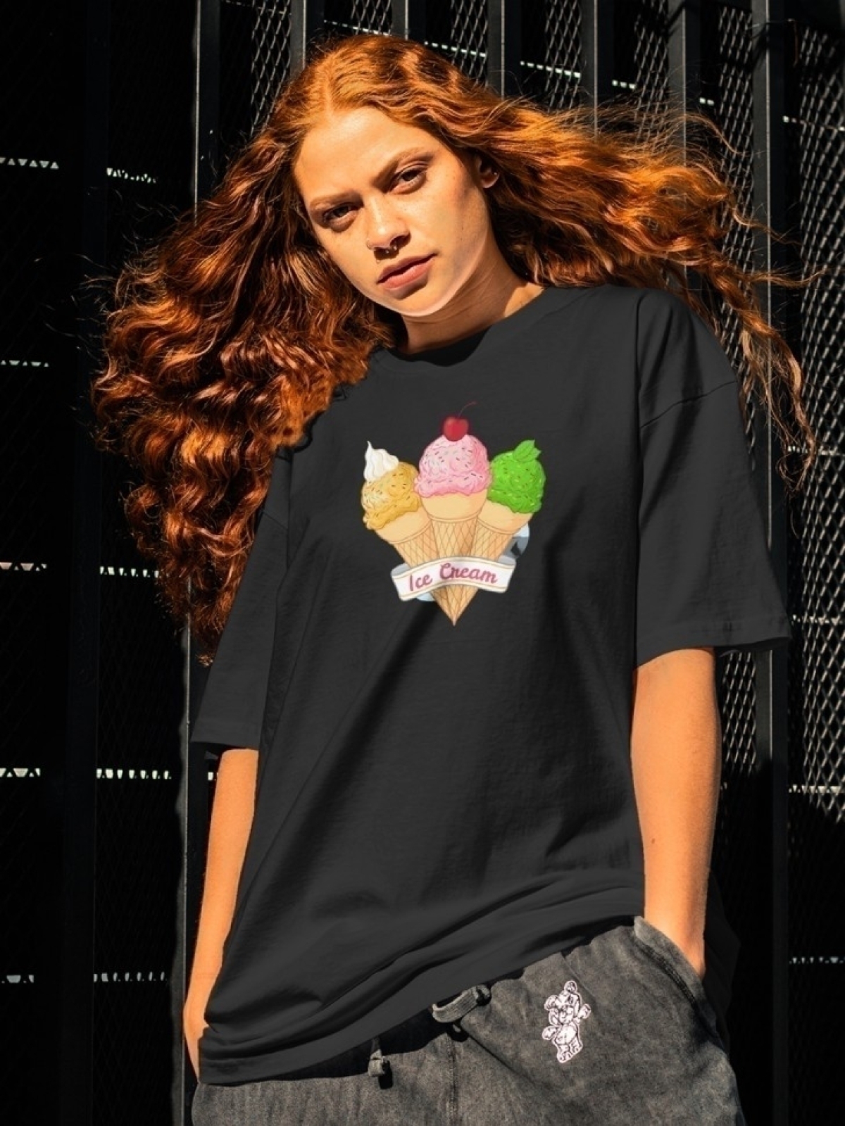 Футболка оверсайз с принтом мороженное 5 Футболка оверсайз с принтом мороженное 5
