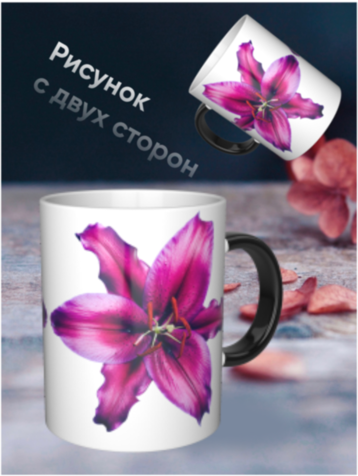 Кружка хамелеон подарок  цветы Лилия 