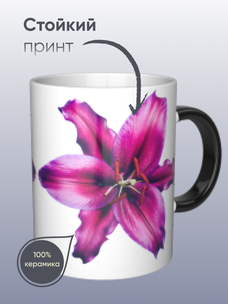 Кружка хамелеон подарок  цветы Лилия 