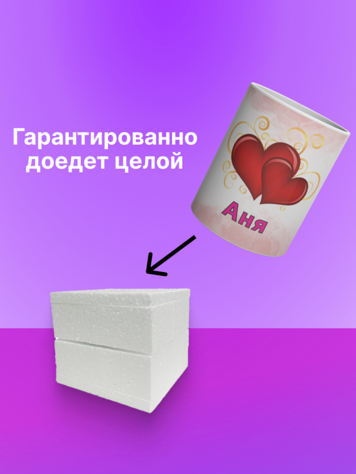 Кружка хамелеон с именем Аня