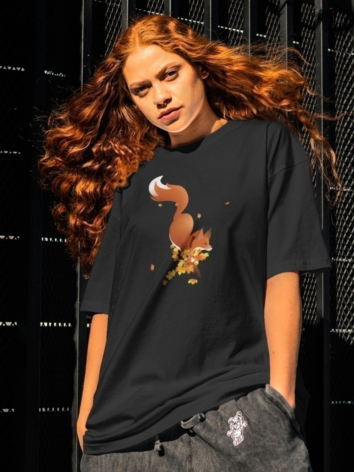 Футболка оверсайз принтом лиса 2 Футболка оверсайз принтом лиса 2