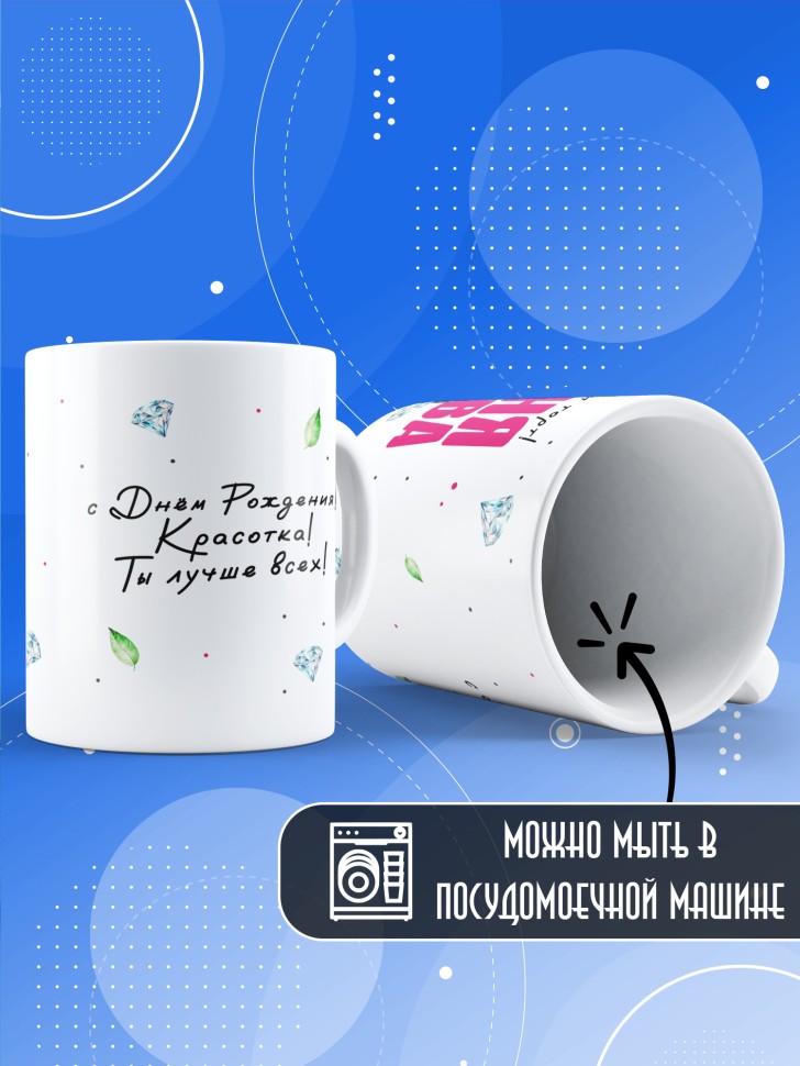 Кружка с прикольным принтом на день рождения женщине 