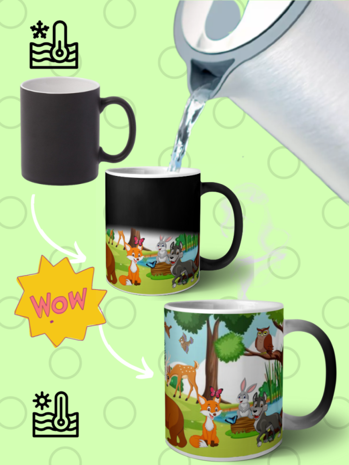 Кружка хамелеон детская лесная поляна