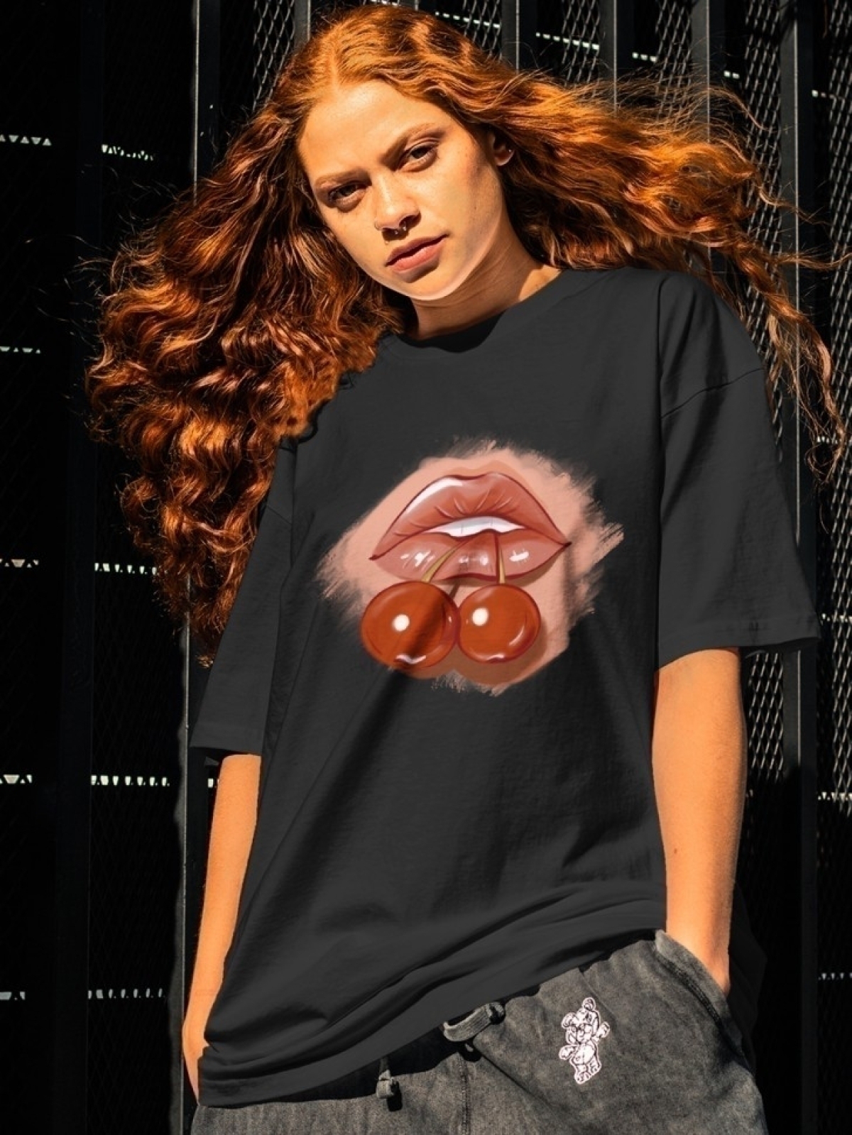 Футболка оверсайз с принтом губы 5 Футболка оверсайз с принтом губы 5