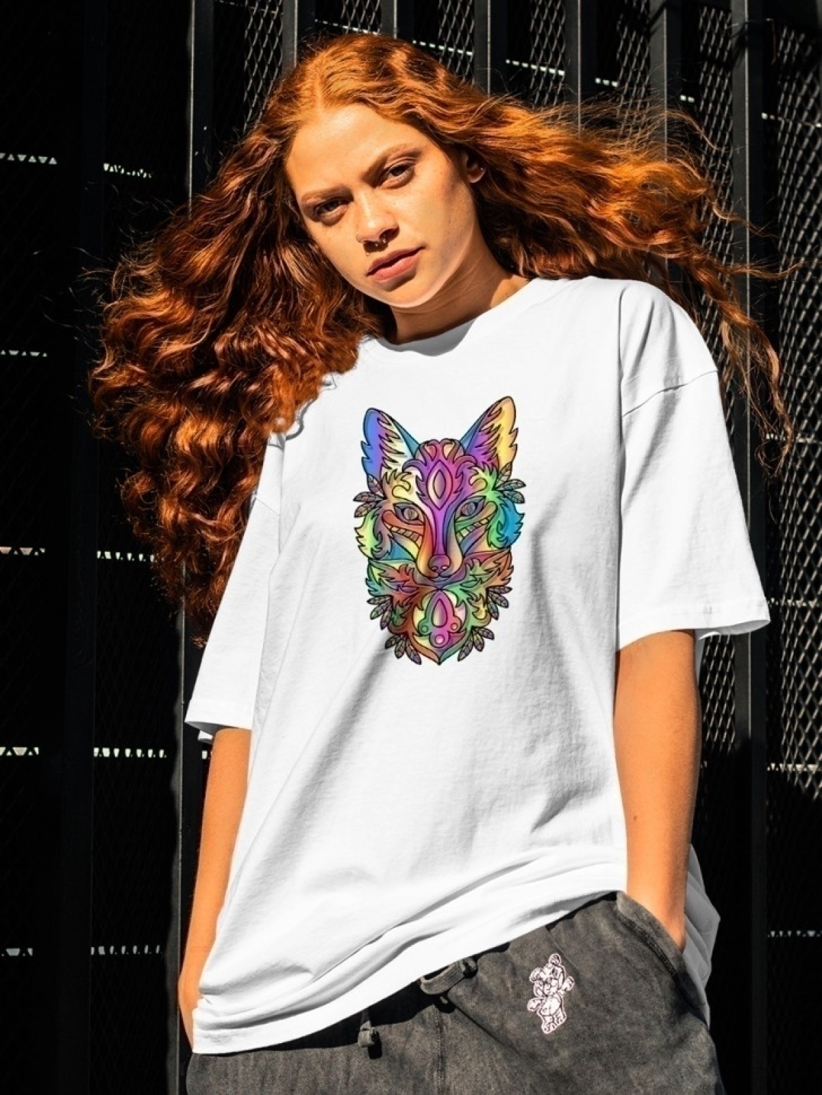 Футболка оверсайз принтом лиса 4 Футболка оверсайз принтом лиса 4