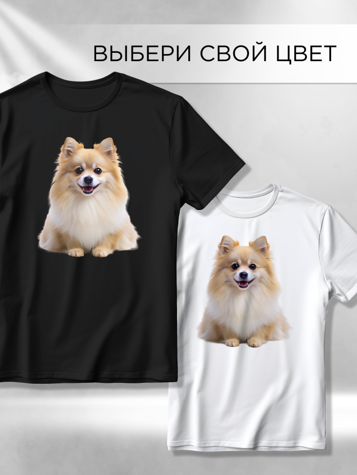 Футболка оверсайз с принтом Шпиц черная Футболка оверсайз с принтом Шпиц черная