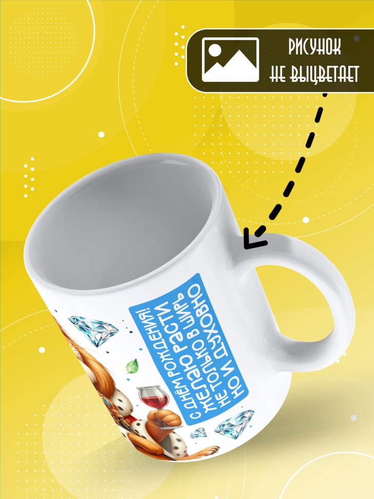 Кружка с прикольным принтом на день рождения мужчине  