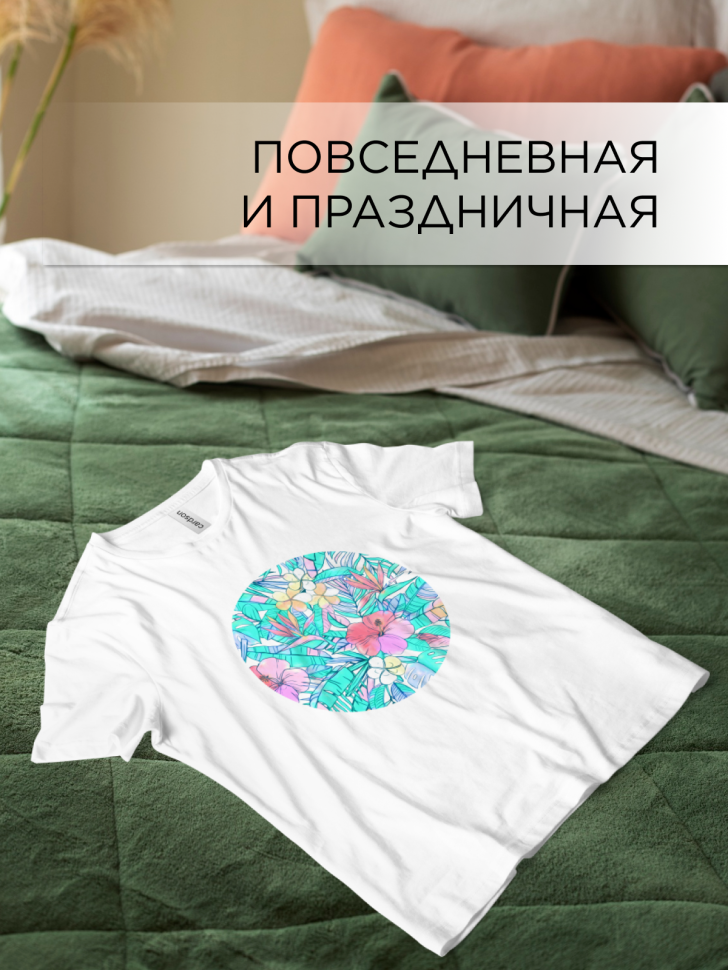 Футболка оверсайз универсальная с принтом Цветы 3