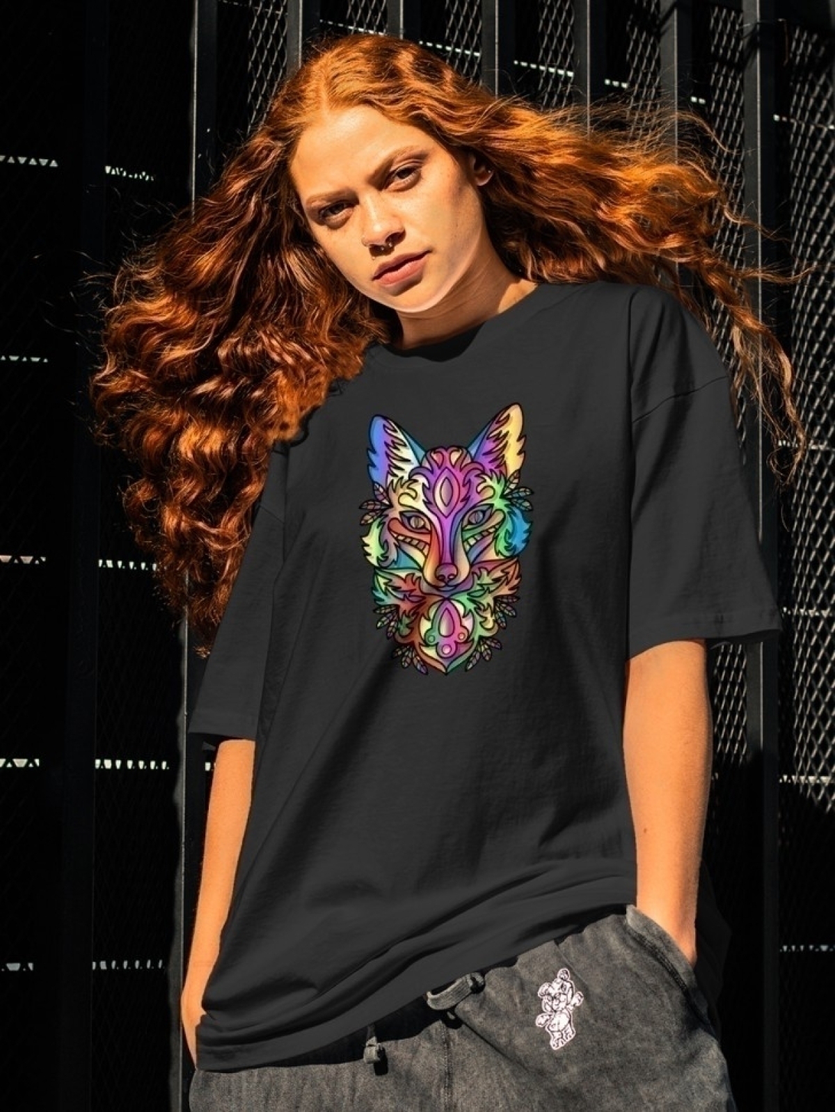 Футболка оверсайз принтом лиса 4 Футболка оверсайз принтом лиса 4