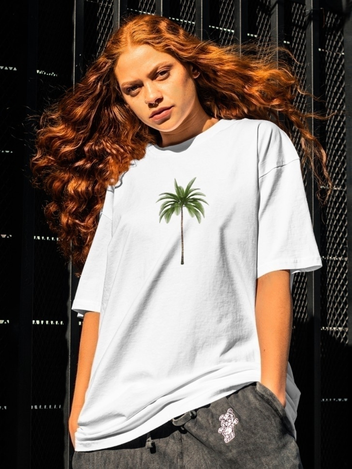 Футболка оверсайз принтом пальма 3 Футболка оверсайз принтом пальма 3