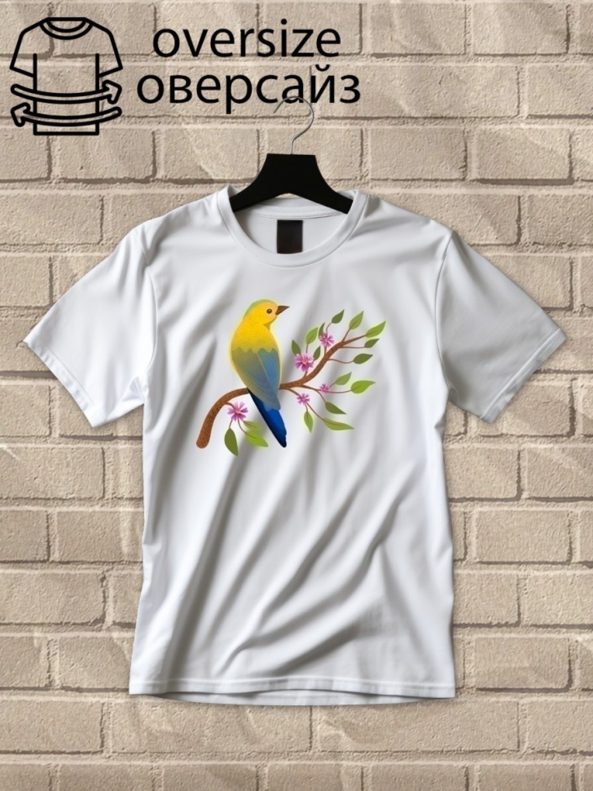 Футболка оверсайз принтом птица 2