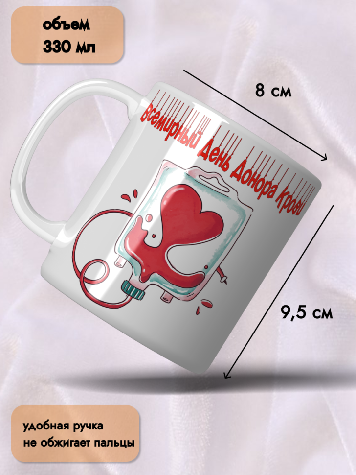 Кружка керамическая 20 апреля 14 июня День донора крови
