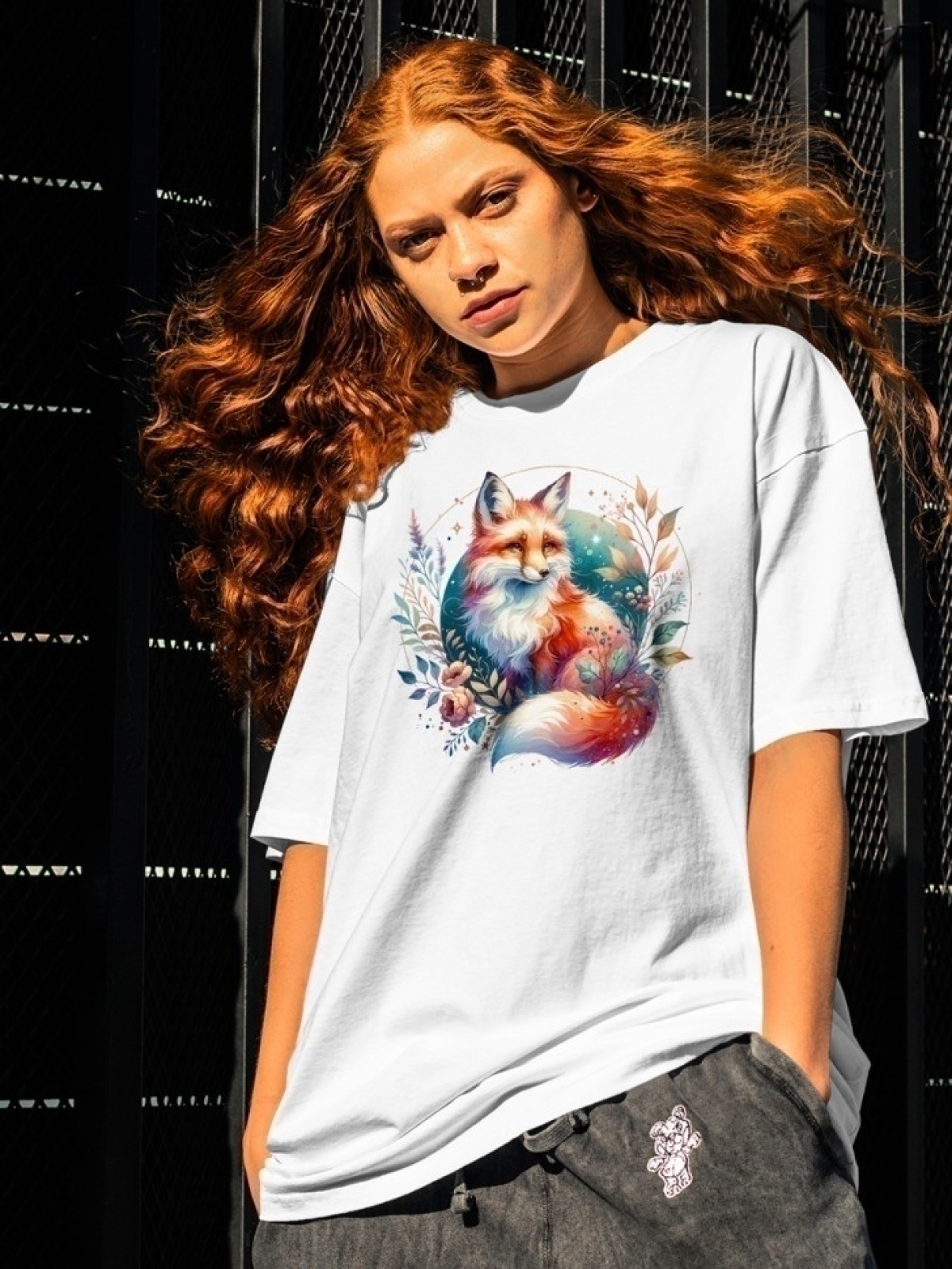 Футболка оверсайз принтом лиса 5 Футболка оверсайз принтом лиса 5