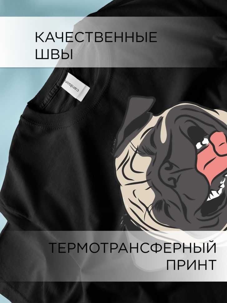 Футболка оверсайз с принтом Бульдог скетч черная