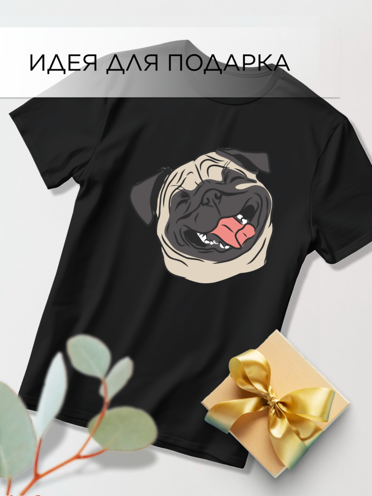 Футболка оверсайз с принтом Бульдог скетч черная
