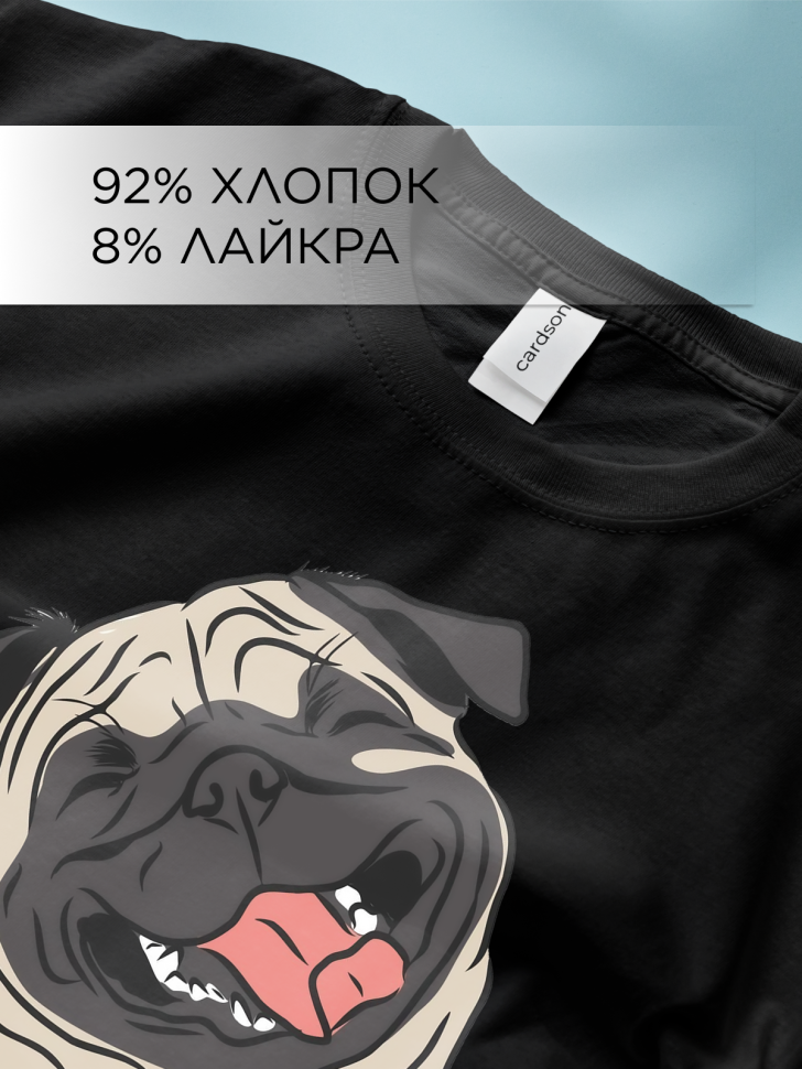 Футболка оверсайз с принтом Бульдог скетч черная