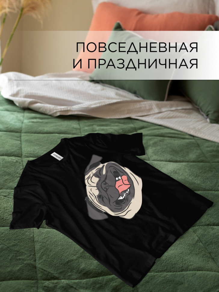 Футболка оверсайз с принтом Бульдог скетч черная