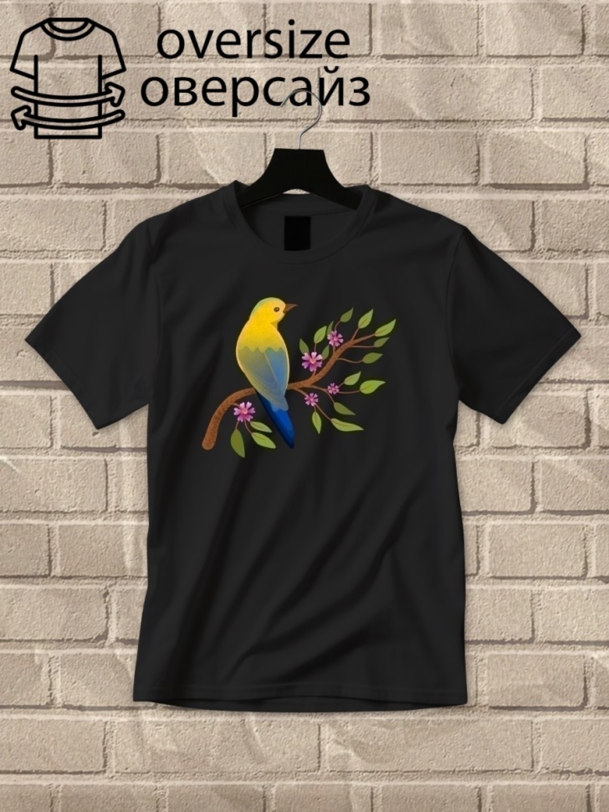 Футболка оверсайз принтом птица 2