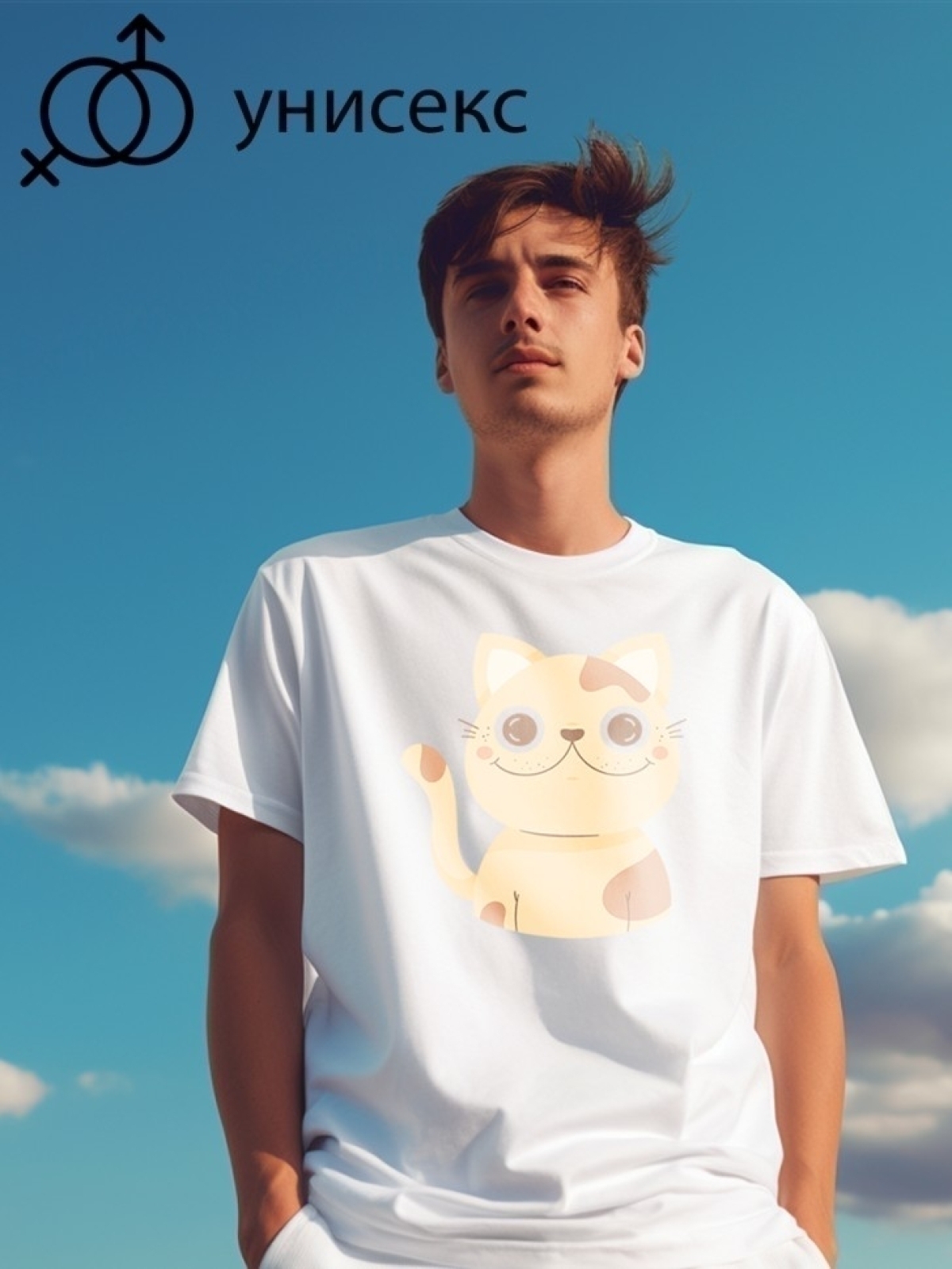 Футболка оверсайз с принтом кошка Футболка оверсайз с принтом кошка