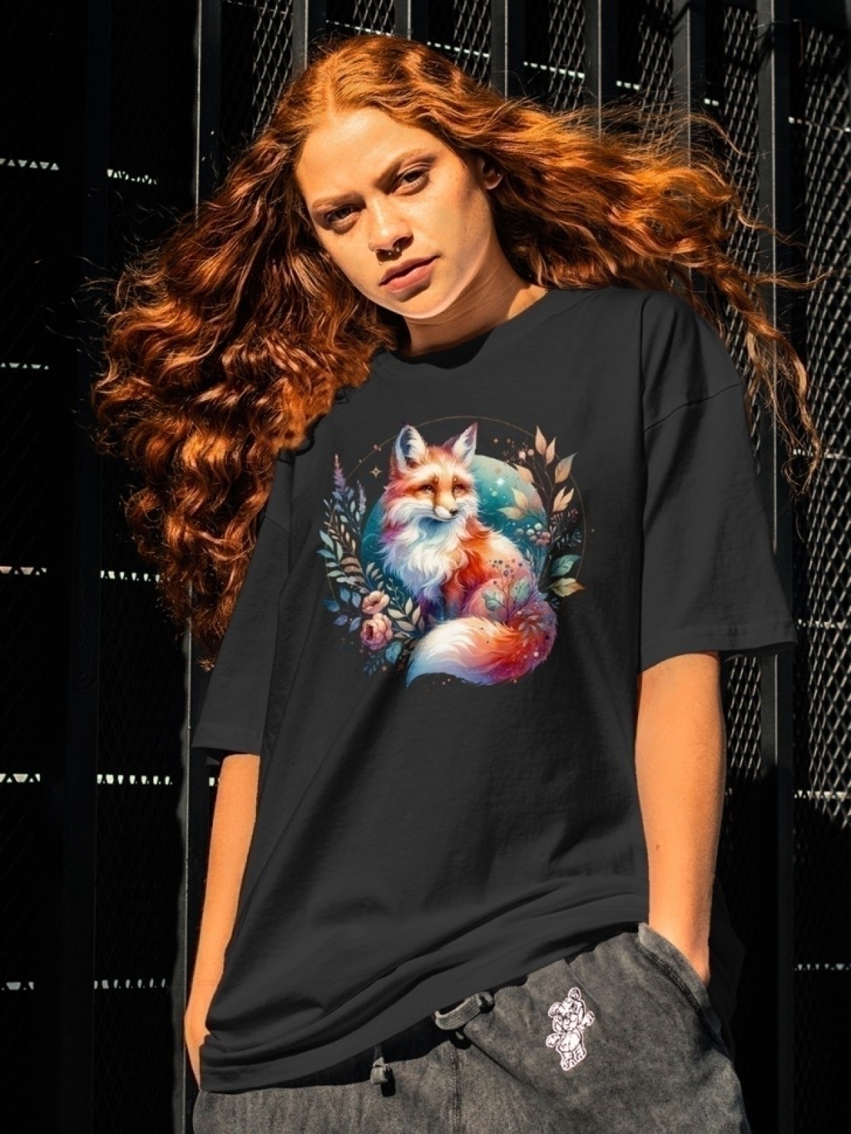 Футболка оверсайз принтом лиса 5 Футболка оверсайз принтом лиса 5