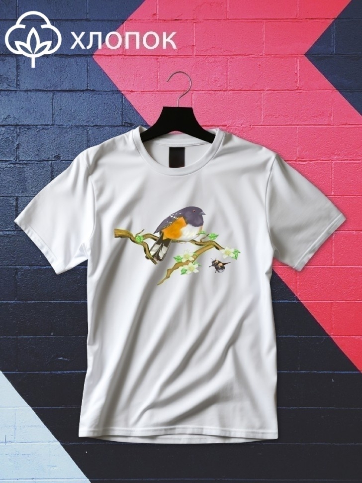 Футболка оверсайз принтом птица 3