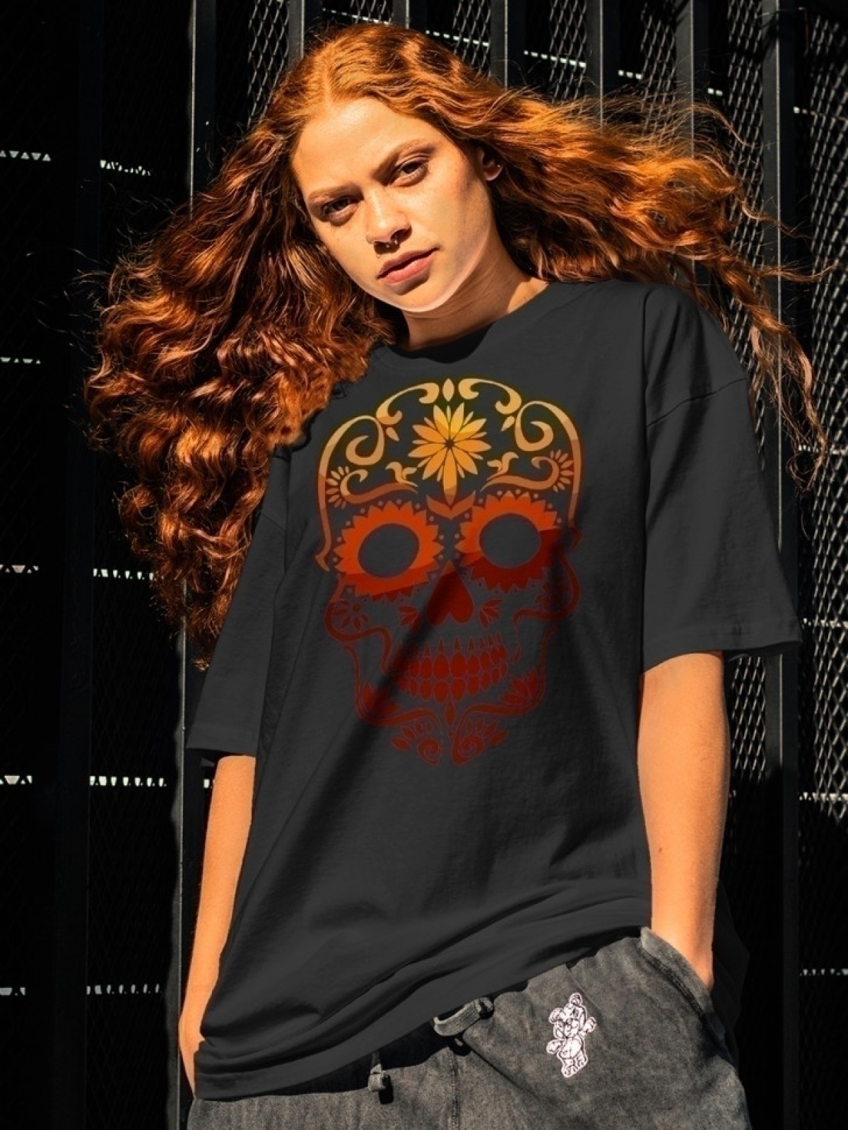 Футболка оверсайз с принтом череп 2 Футболка оверсайз с принтом череп 2