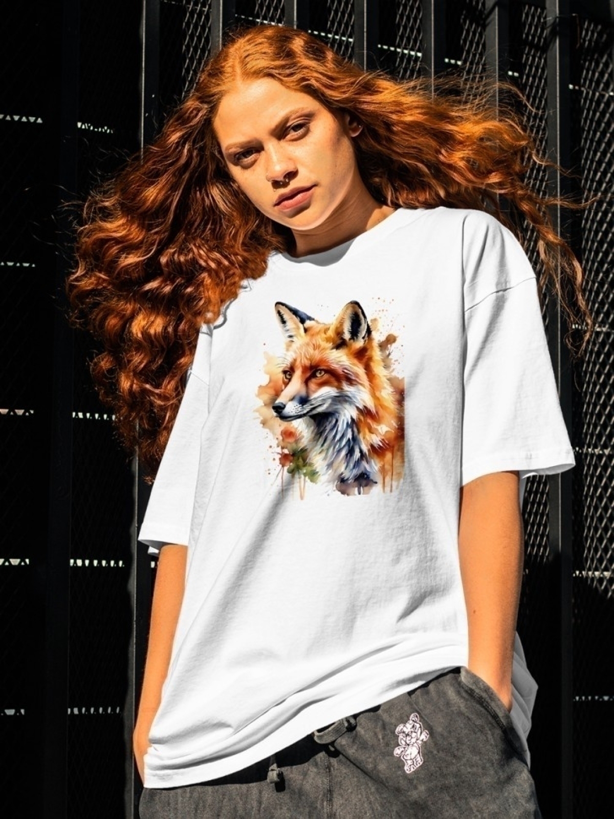 Футболка оверсайз принтом лиса 6 Футболка оверсайз принтом лиса 6