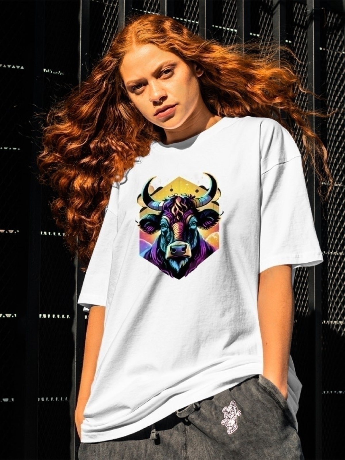 Футболка оверсайз принтом бык 1