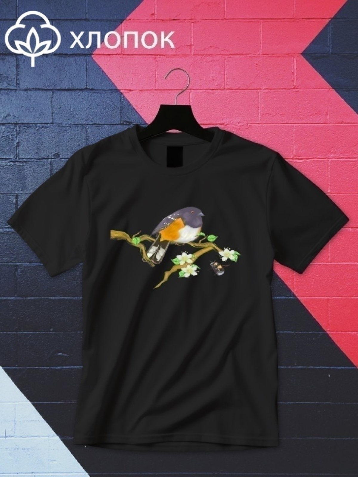 Футболка оверсайз принтом птица 3