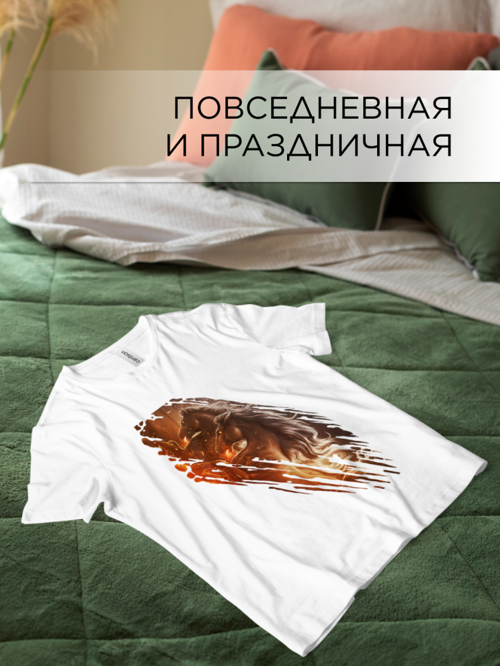 Футболка оверсайз универсальная с принтом Конь