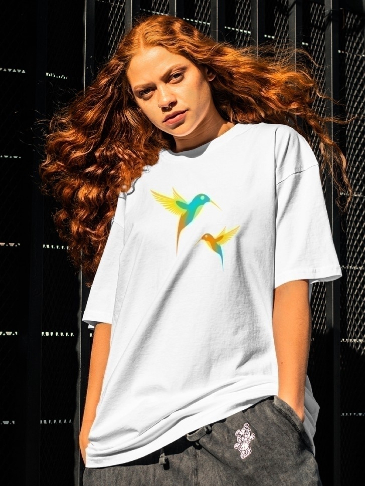 Футболка оверсайз принтом птица 4 Футболка оверсайз принтом птица 4