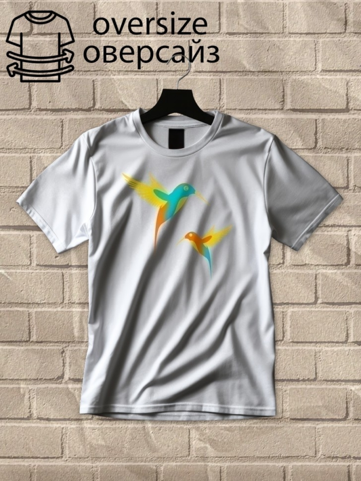 Футболка оверсайз принтом птица 4 Футболка оверсайз принтом птица 4