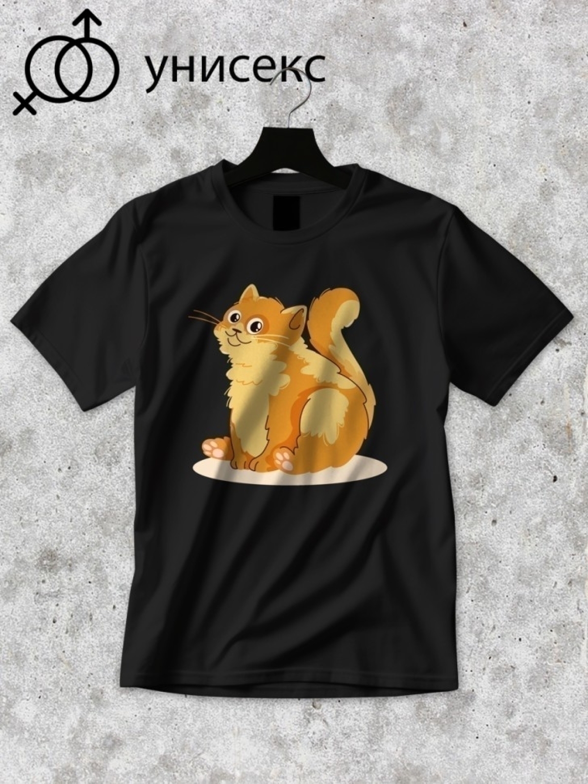 Футболка оверсайз с принтом рыжий кот