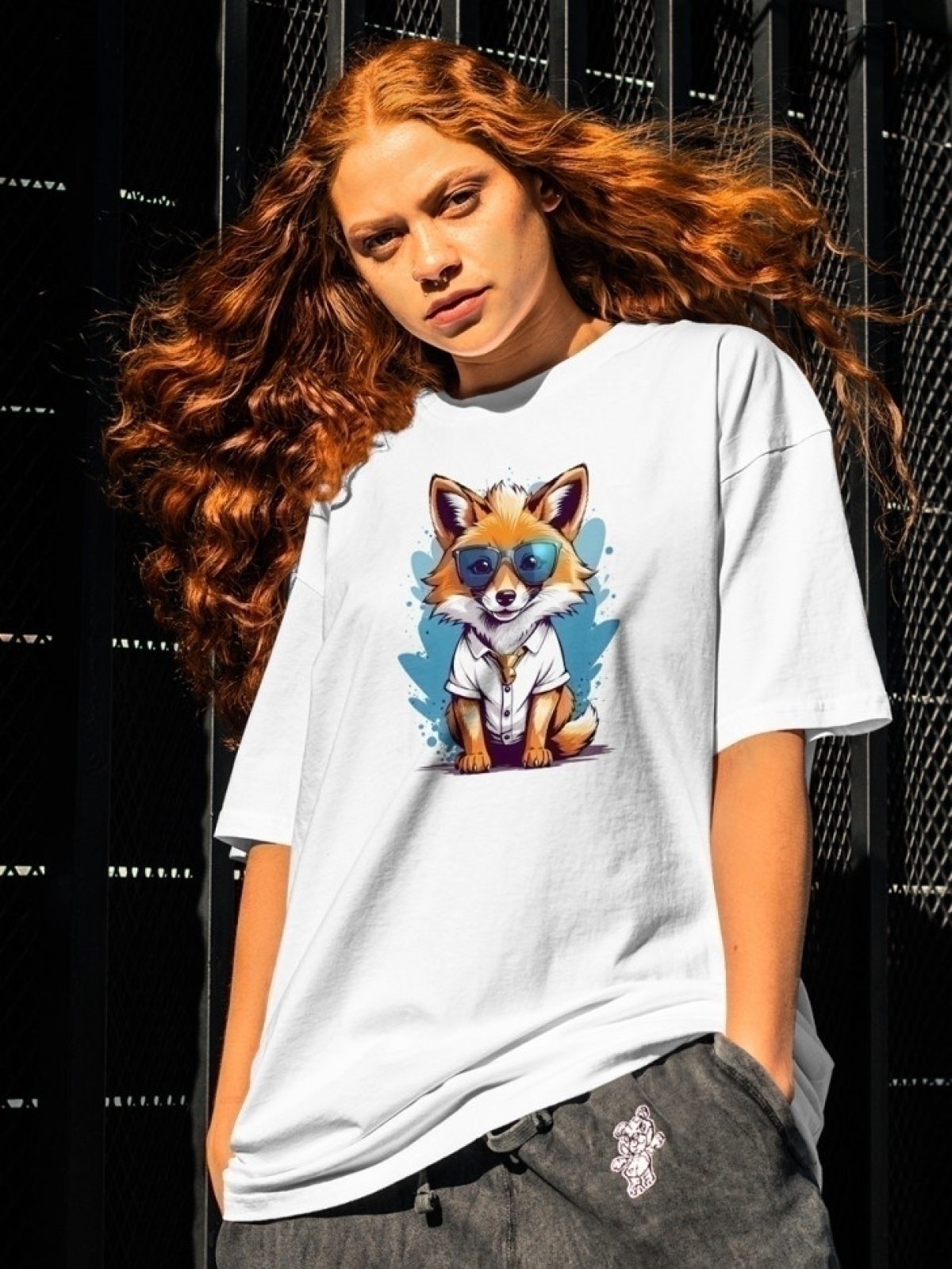 Футболка оверсайз принтом лиса 7 Футболка оверсайз принтом лиса 7