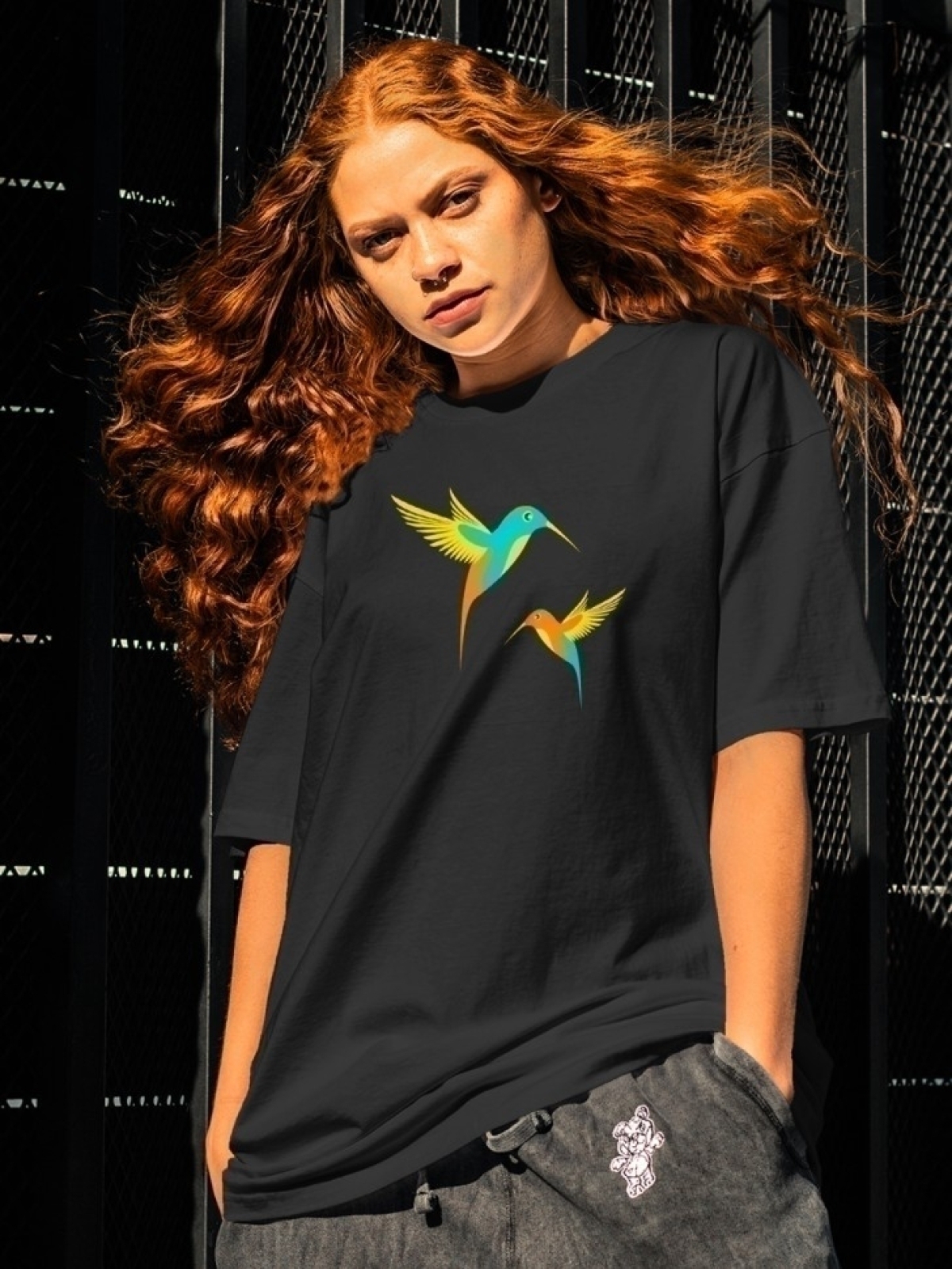 Футболка оверсайз принтом птица 4 Футболка оверсайз принтом птица 4