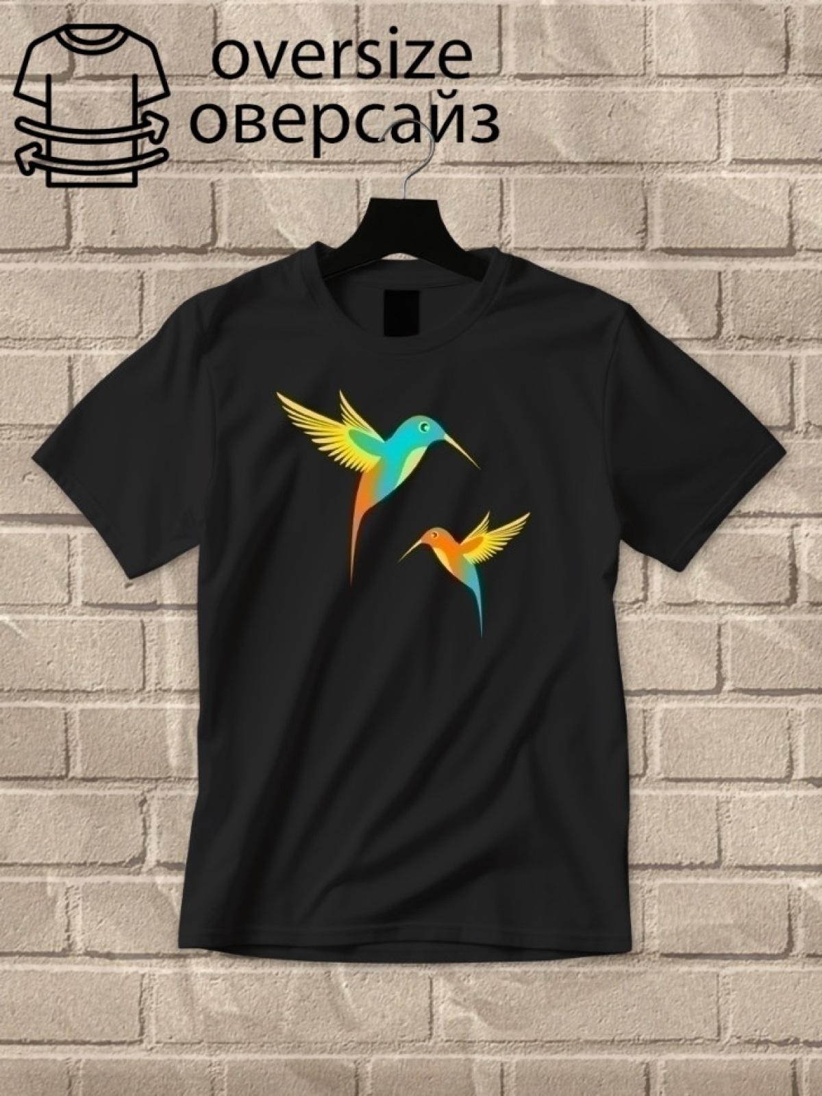 Футболка оверсайз принтом птица 4