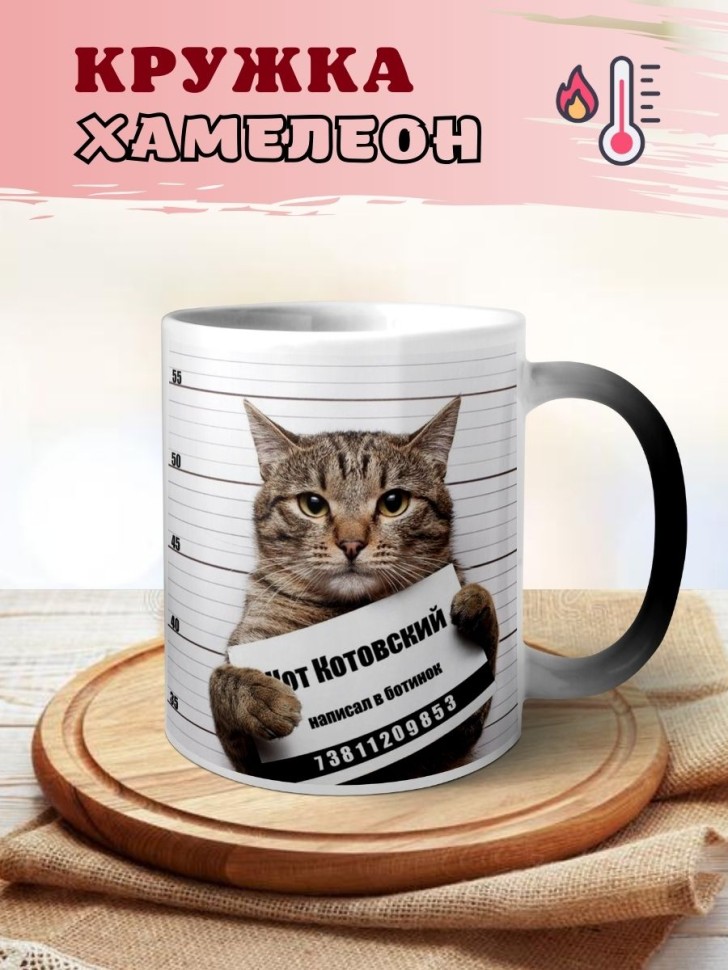 Кружка хамелеон Кот заключенный чашка вау меняет цвет