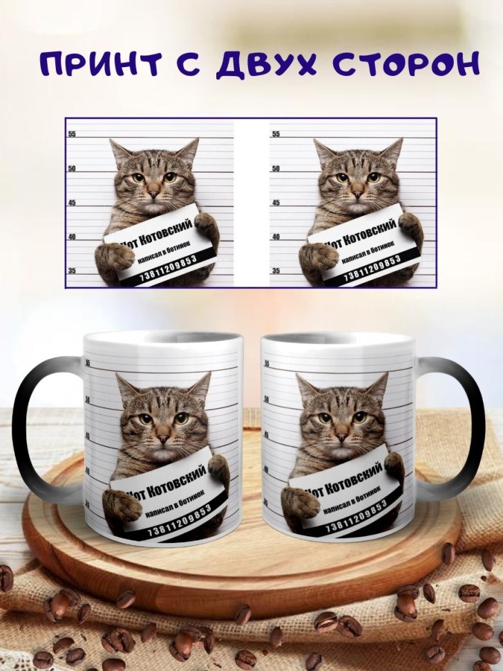 Кружка хамелеон Кот заключенный чашка вау меняет цвет