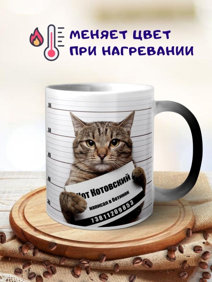 Кружка хамелеон Кот заключенный чашка вау меняет цвет