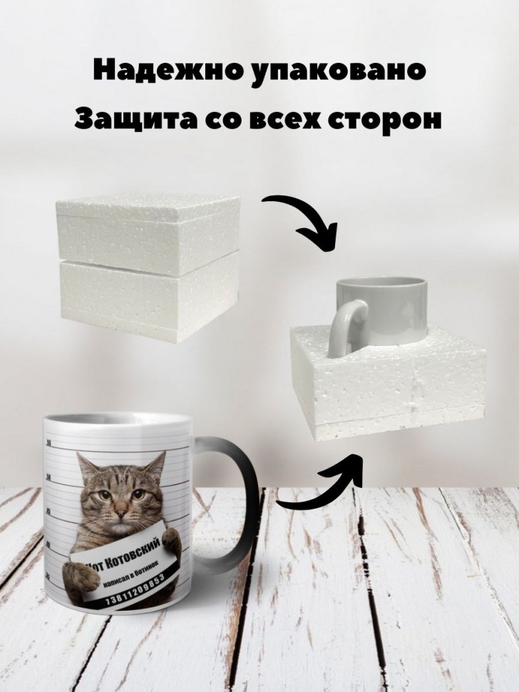 Кружка хамелеон Кот заключенный чашка вау меняет цвет