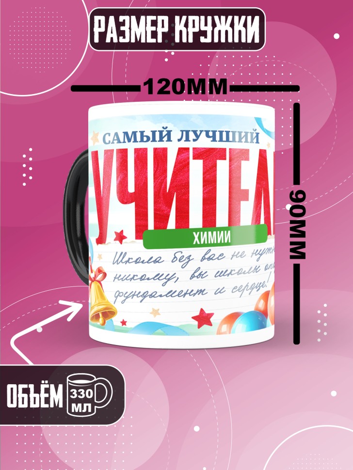 Кружка хамелеон с принтом учителю химии Кружка хамелеон с принтом учителю химии