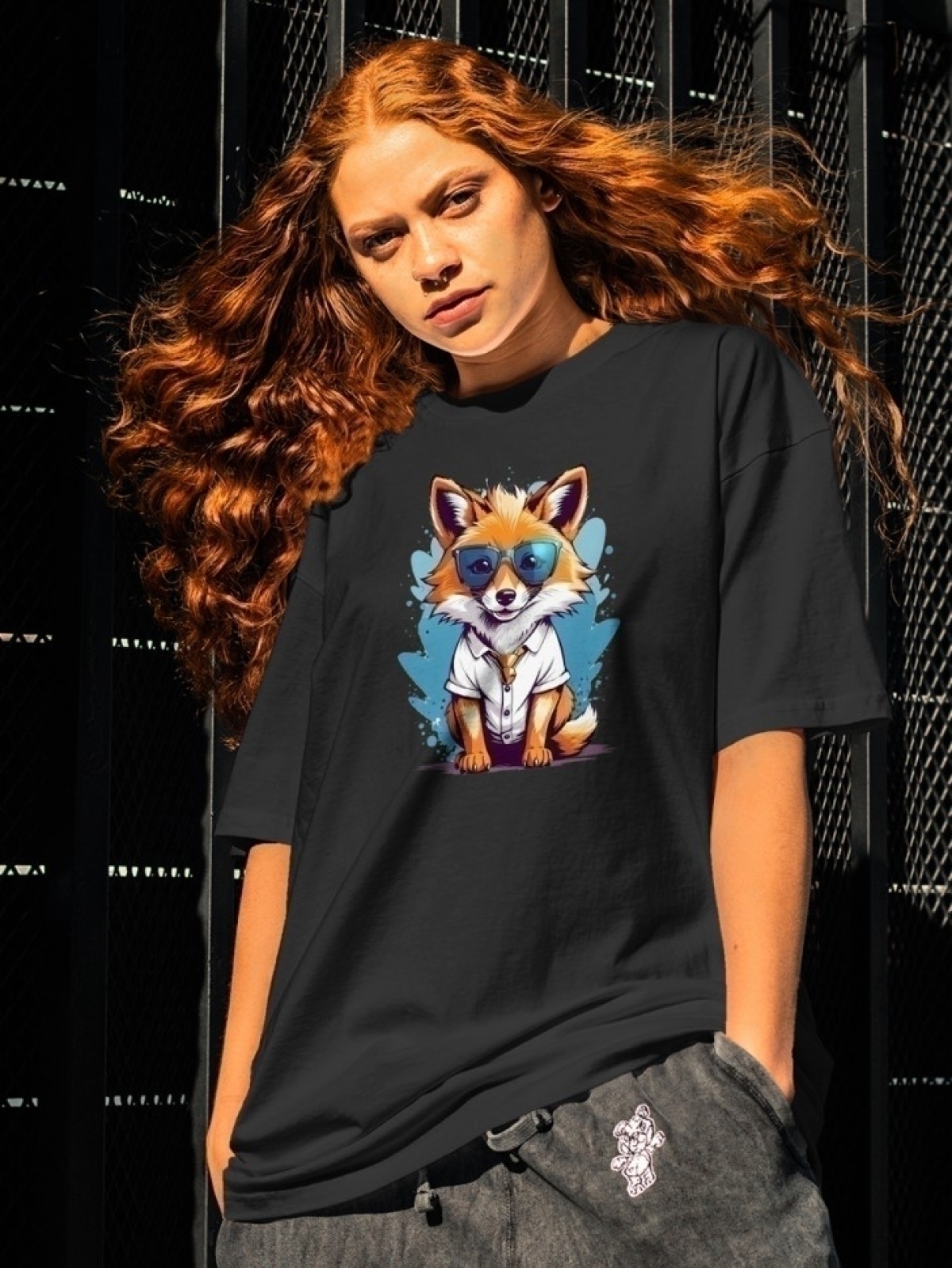 Футболка оверсайз принтом лиса 7 Футболка оверсайз принтом лиса 7