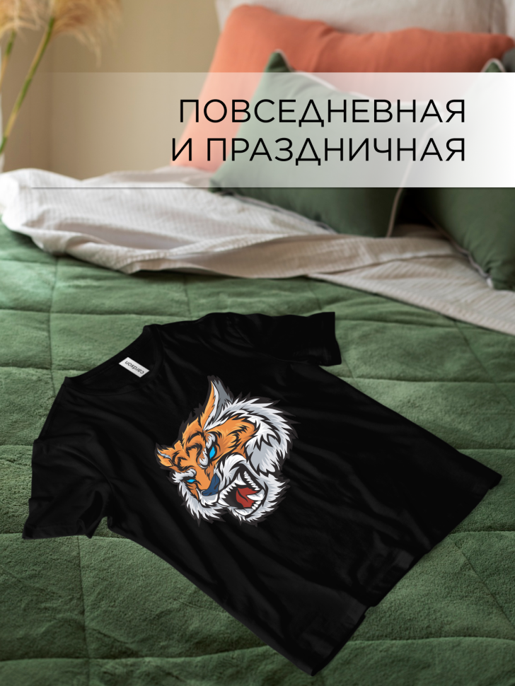 Футболка оверсайз с принтом Тигр черная