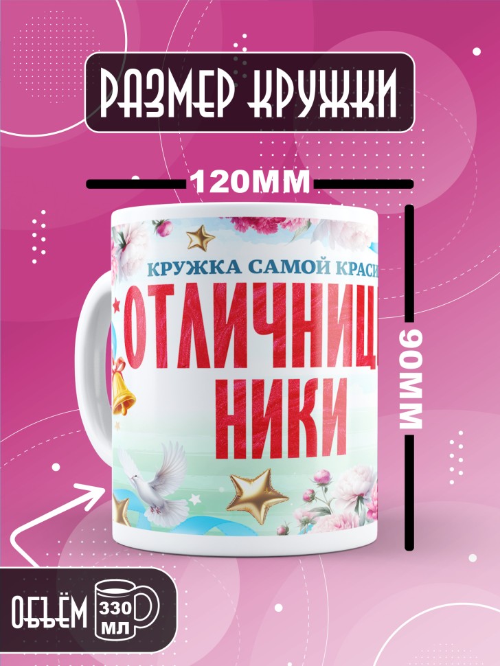 Кружка именная для школьницы Ники Кружка именная для школьницы Ники